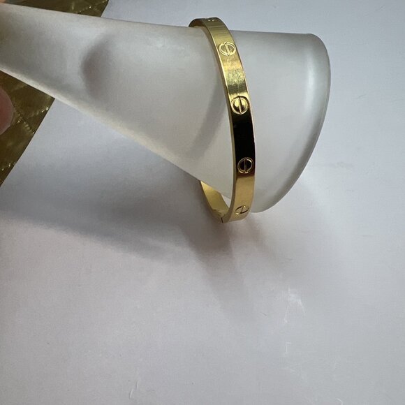 Popular Gold  Tone Hinged Bangle Bracelets,Cuff, Titanium Steel - Picture 3 of 8